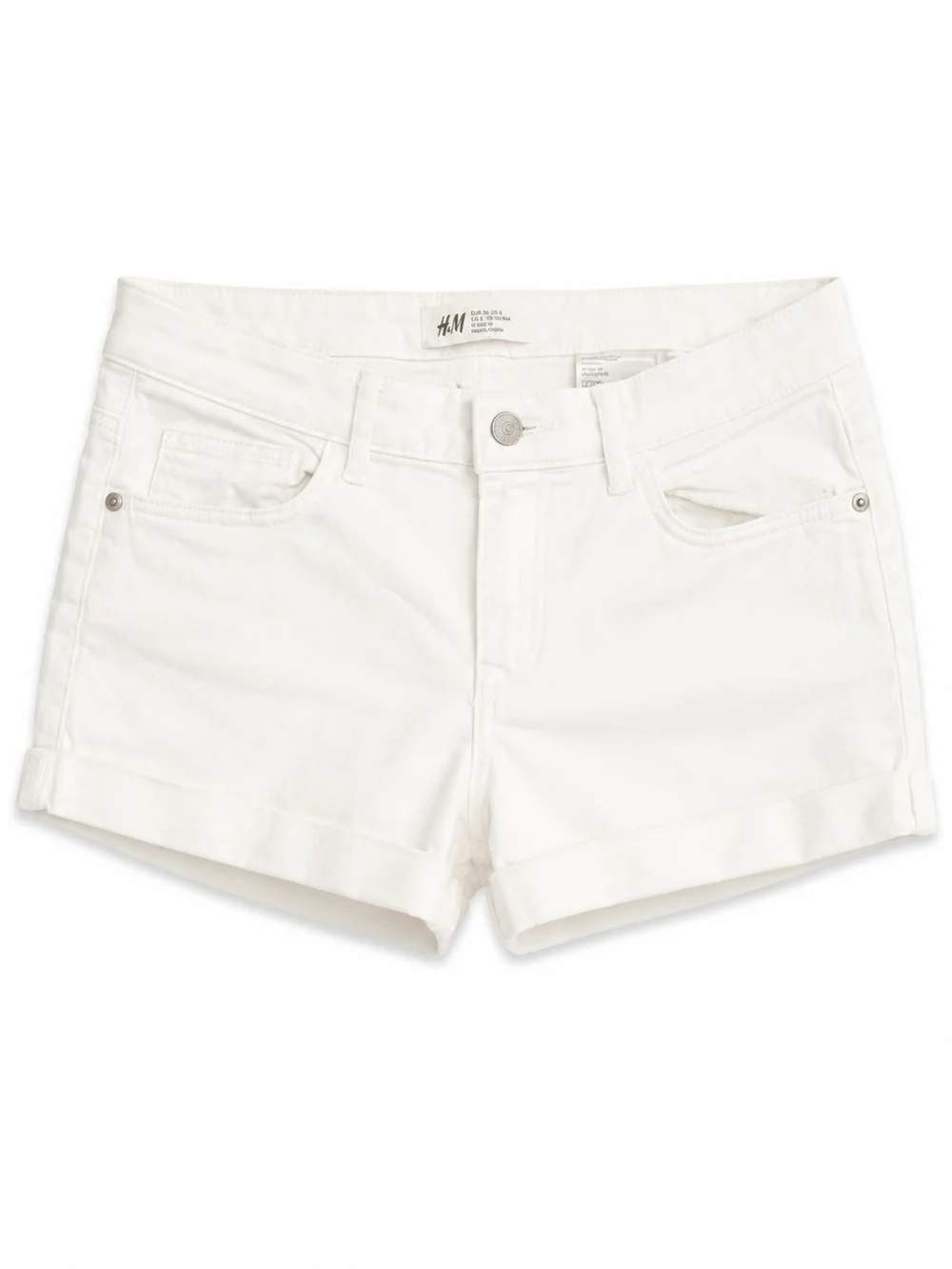 H&M White Cuffed Denim Shorts